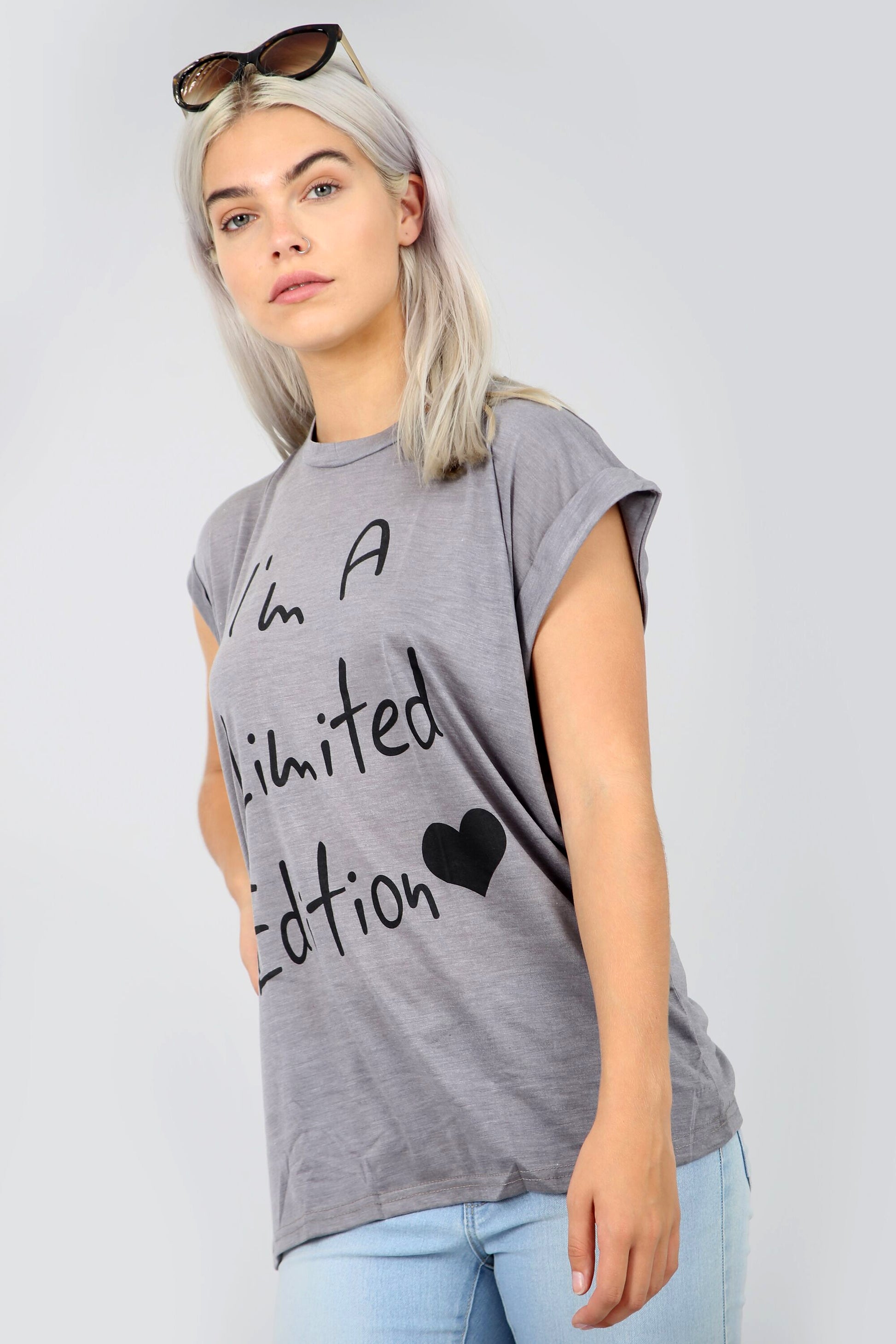 I Am Limited Edition Slogan Turn Up Sleeve Tshirt - bejealous-com