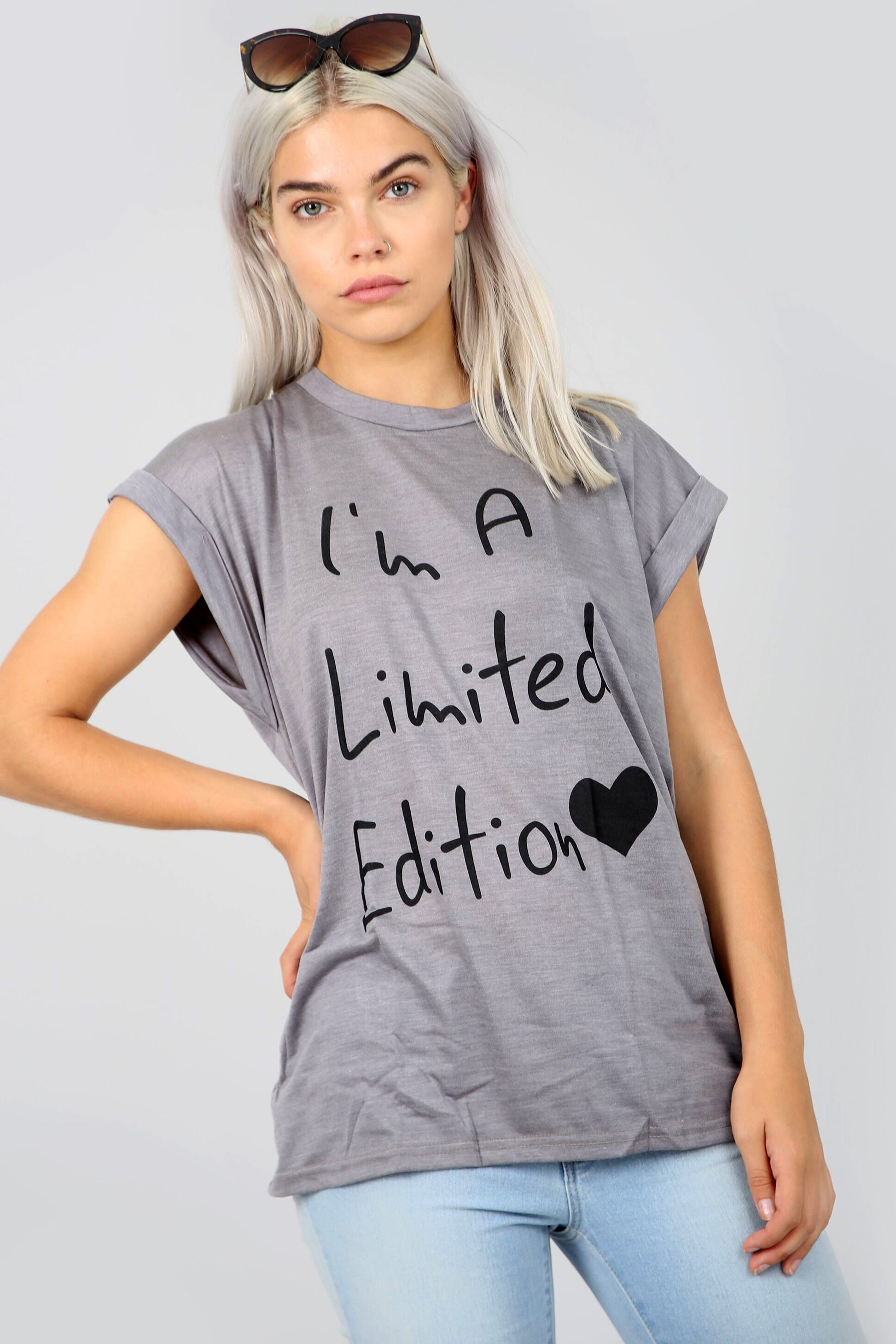 I Am Limited Edition Slogan Turn Up Sleeve Tshirt - bejealous-com