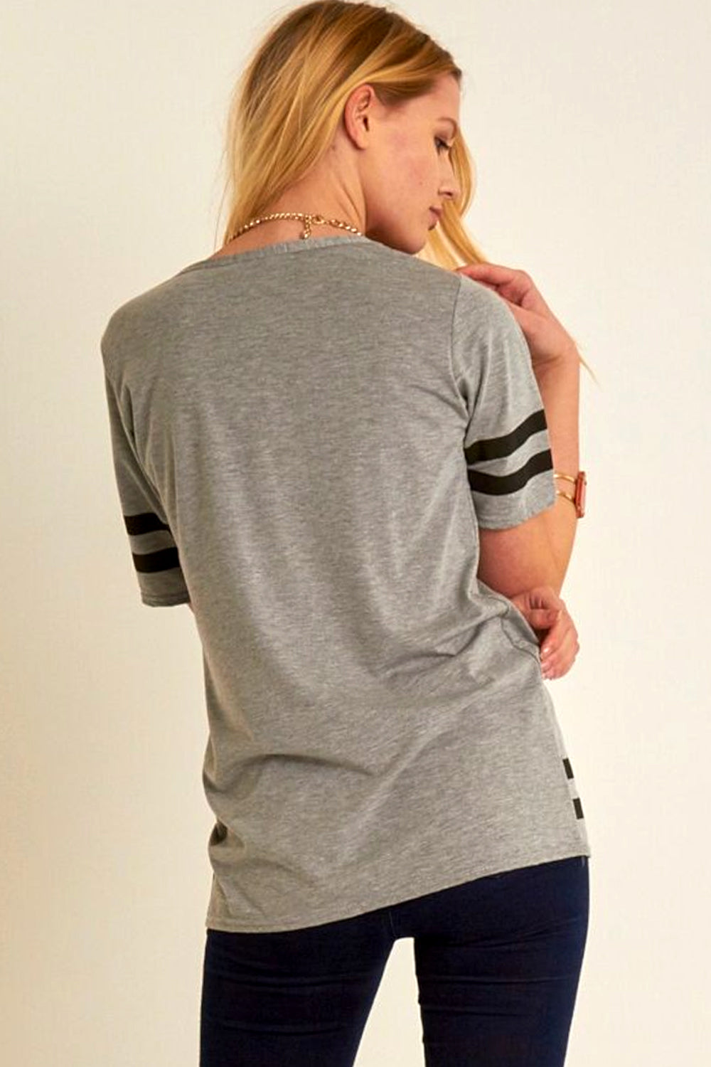 Sporty Bulls Slogan Print Blue Baggy Tshirt - bejealous-com