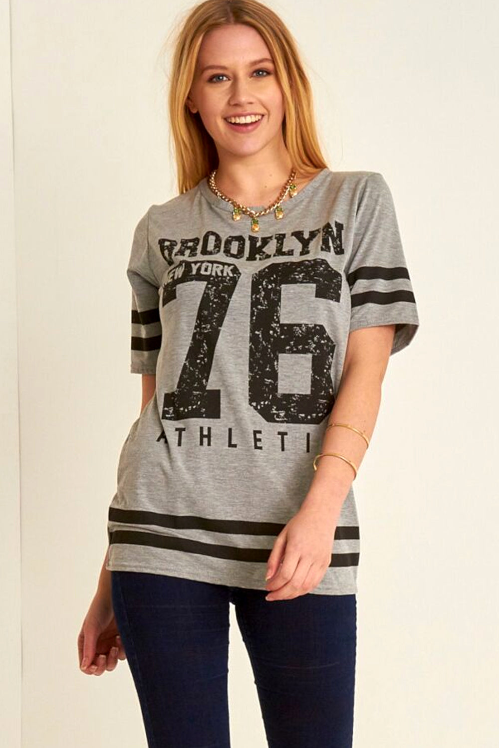 Sporty Bulls Slogan Print Blue Baggy Tshirt - bejealous-com