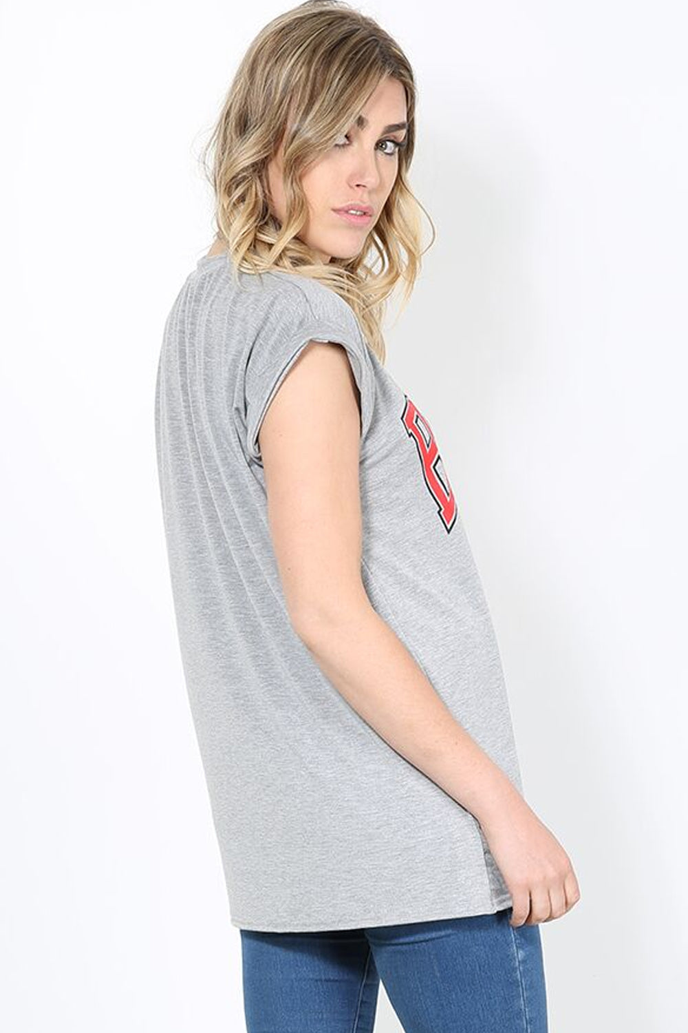 Bulls Slogan Print Turn Up Sleeve Baggy Tshirt - bejealous-com