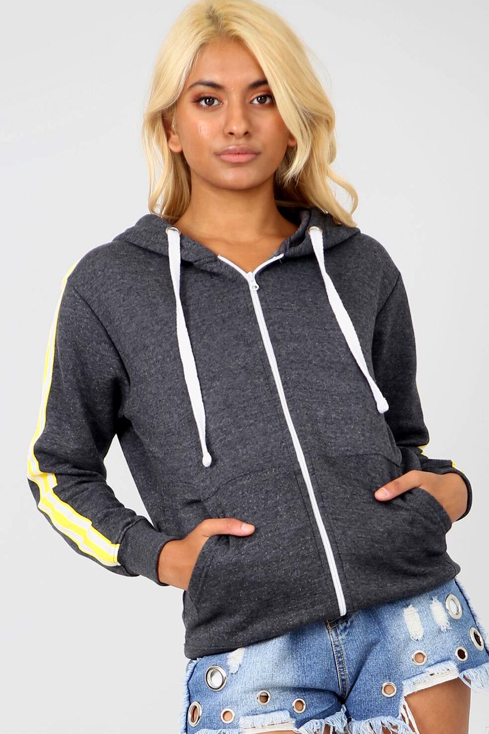 Fran Striped Sleeve Oversized Hooded Sweatshirt - bejealous-com