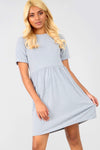 Turn Up sleeve Grey Basic Jersey Mini Dress - bejealous-com