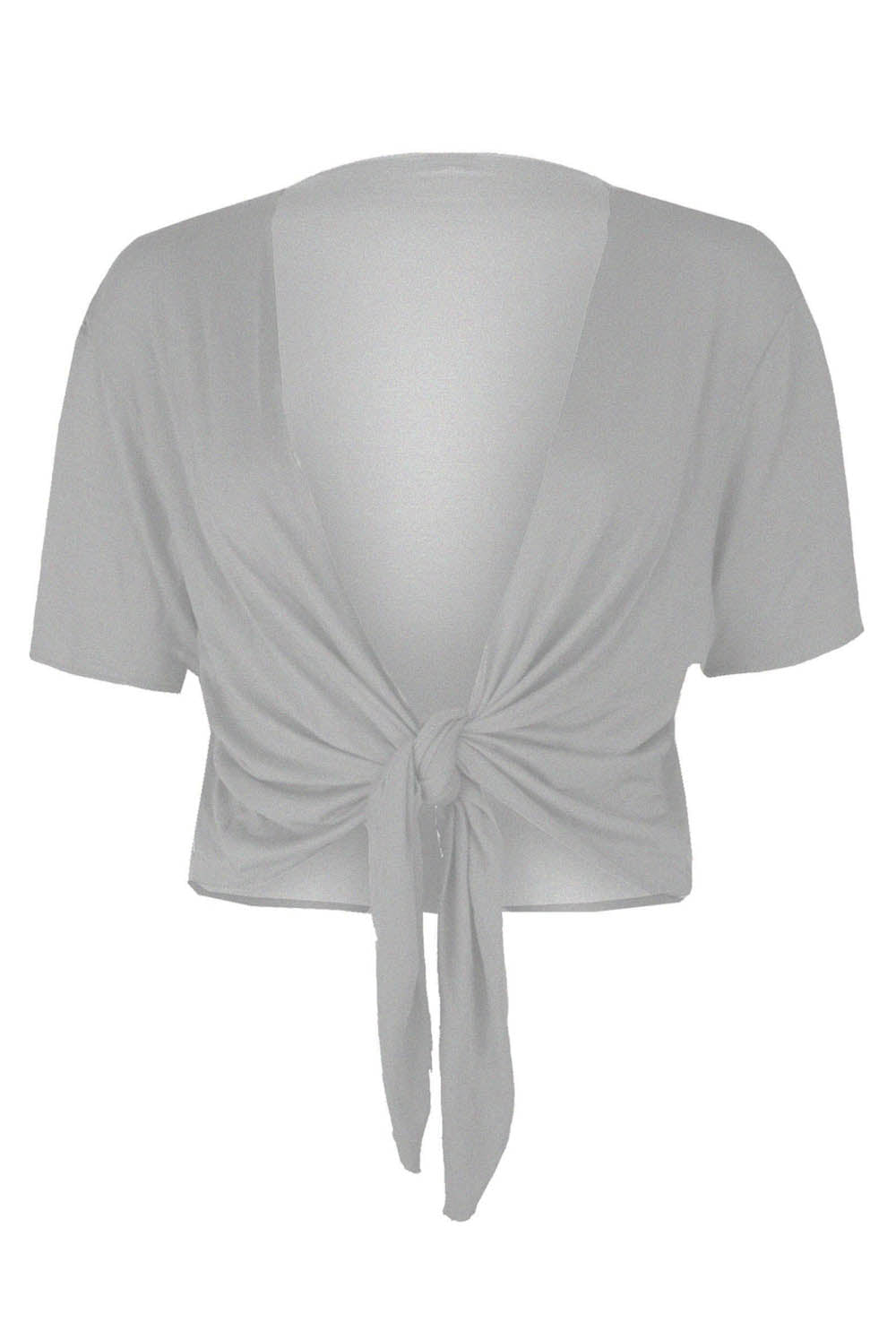 Tie Front Basic Jersey Short Sleeve Shrug - bejealous-com
