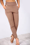 High Waisted Gold Button Navy Cigarette Trousers - bejealous-com