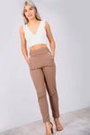 High Waisted Gold Button Navy Cigarette Trousers - bejealous-com
