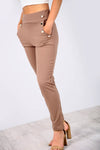 High Waisted Gold Button Navy Cigarette Trousers - bejealous-com