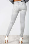 High Waist Grey Skinny Fit Biker Denim Jeans - bejealous-com