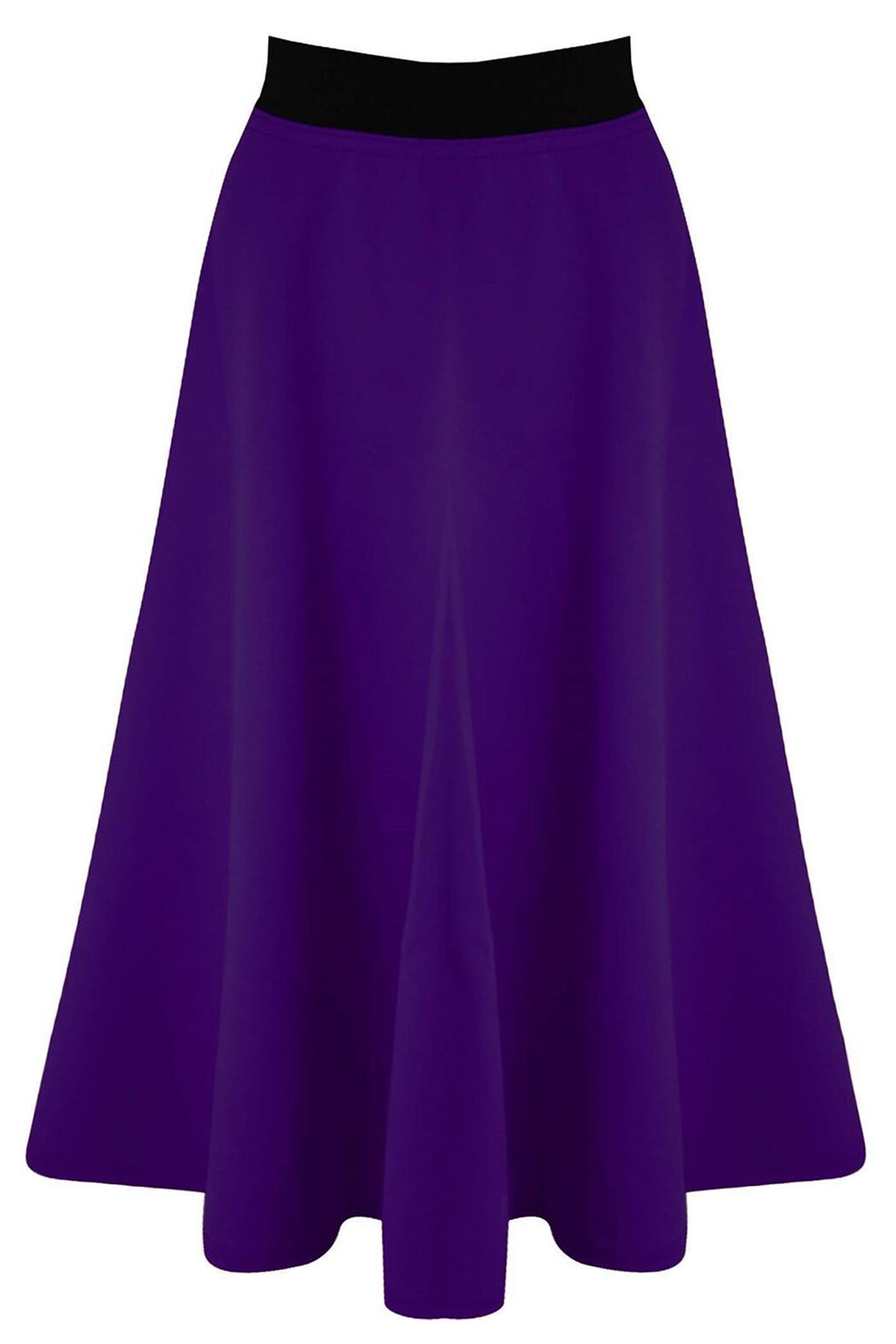 High Waist Black Midi Scuba Skater Skirt - bejealous-com