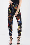 High Waist Slinky Harem Floral Print Cuffed Pants - bejealous-com