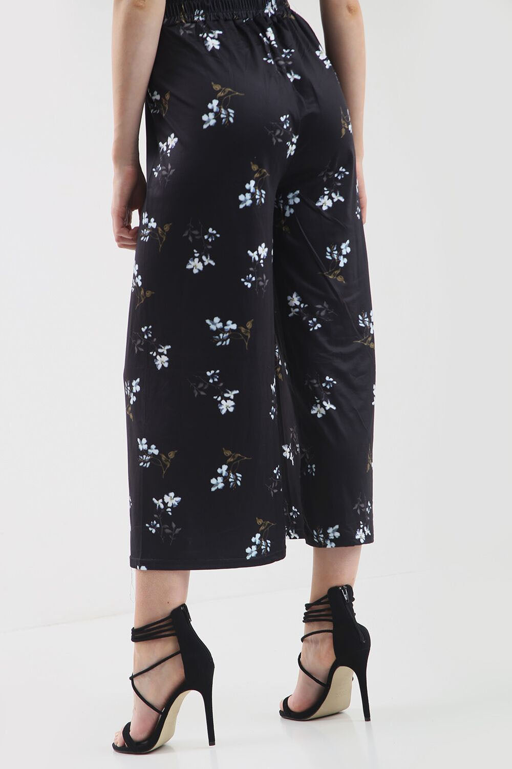 High Waisted White Floral Print Culotte Pants - bejealous-com