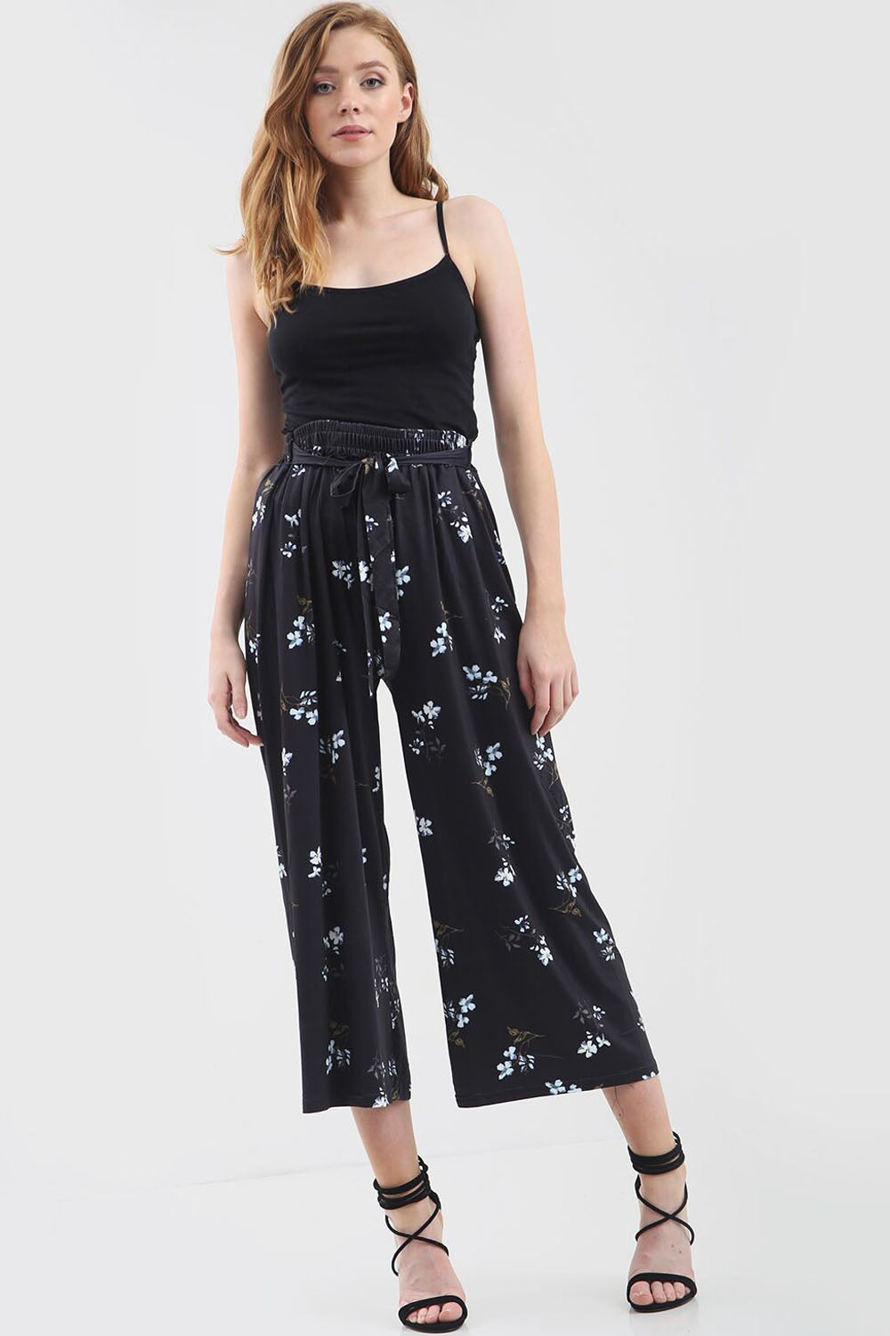 High Waisted White Floral Print Culotte Pants - bejealous-com