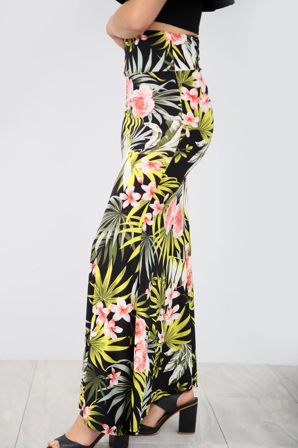 High Waist Green Tropical Print Maxi Skirt - bejealous-com