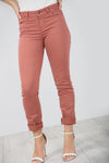 High Waist Slim Leg Pink Chino Trousers - bejealous-com