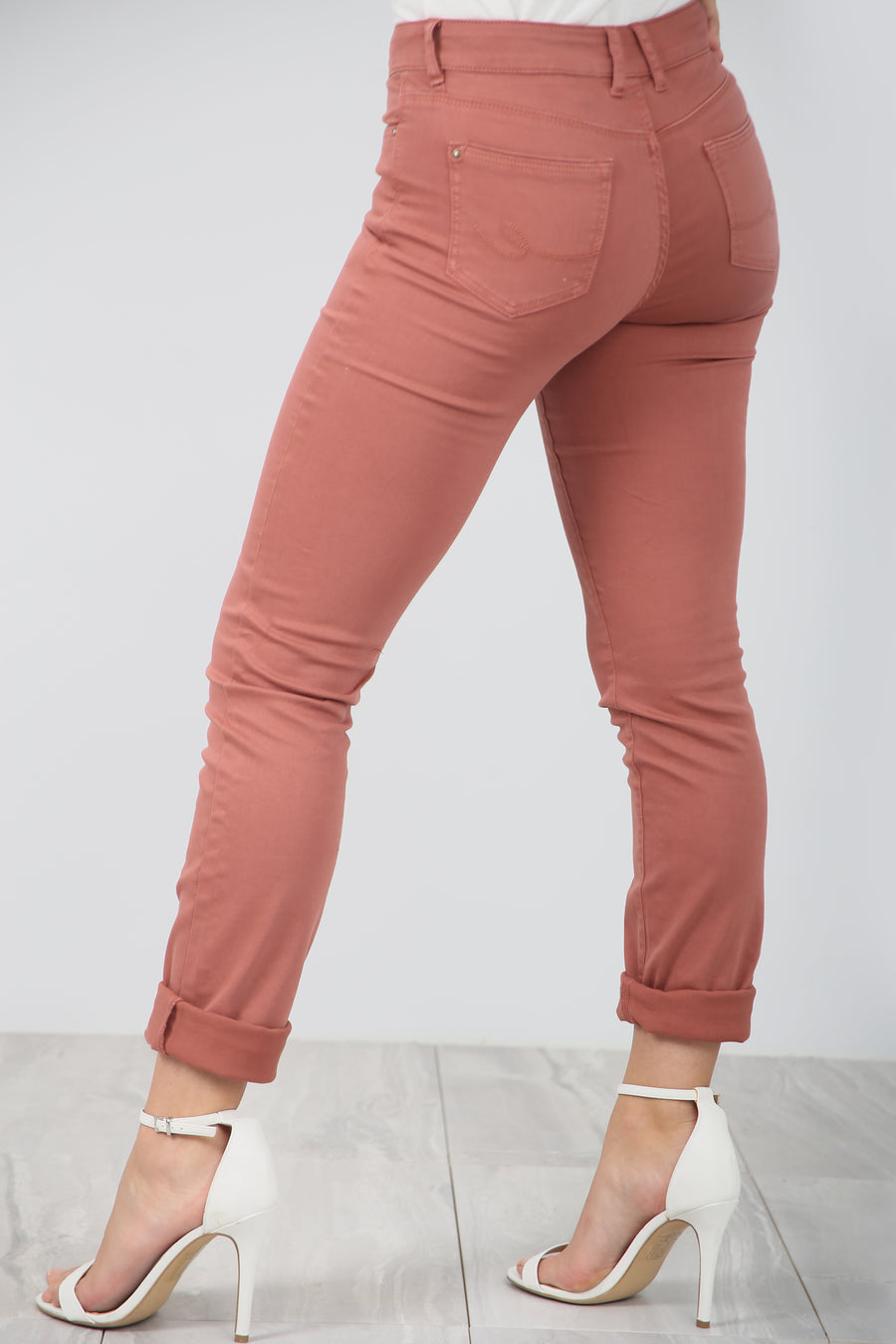 High Waist Slim Leg Pink Chino Trousers - bejealous-com