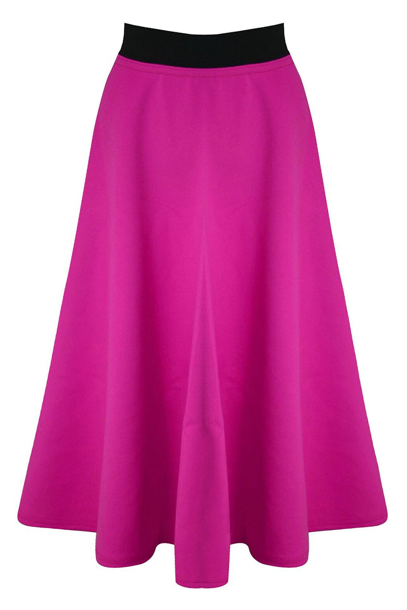 High Waist Black Midi Scuba Skater Skirt - bejealous-com