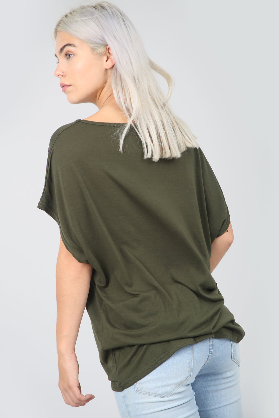 Basic Off Shoulder Khaki Tshirt - bejealous-com