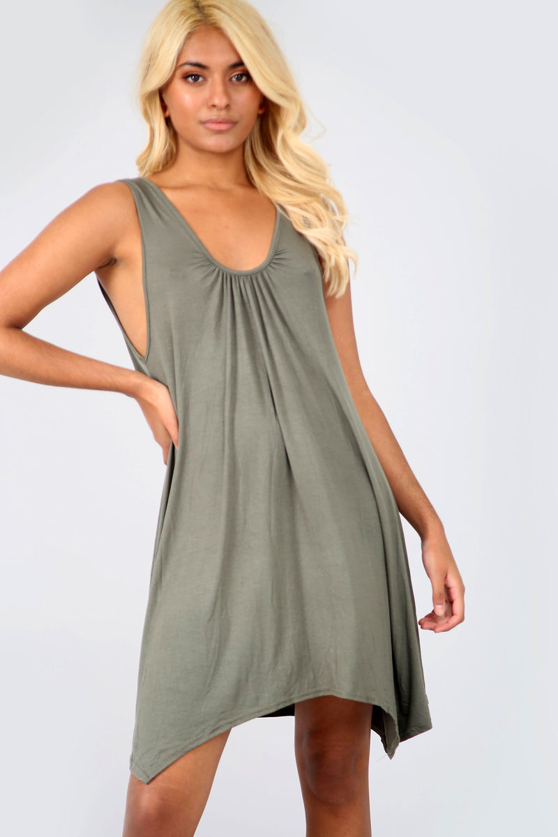 Sleeveless Hanky Hem Basic Mini Dress - bejealous-com