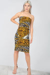 Bandeau Leopard Print Midi Bodycon Dress - bejealous-com
