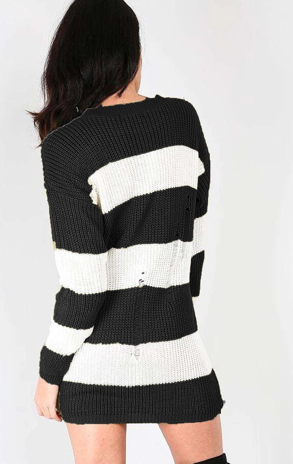 Jamelia Oversized Knitted Striped Jumper Dress - bejealous-com