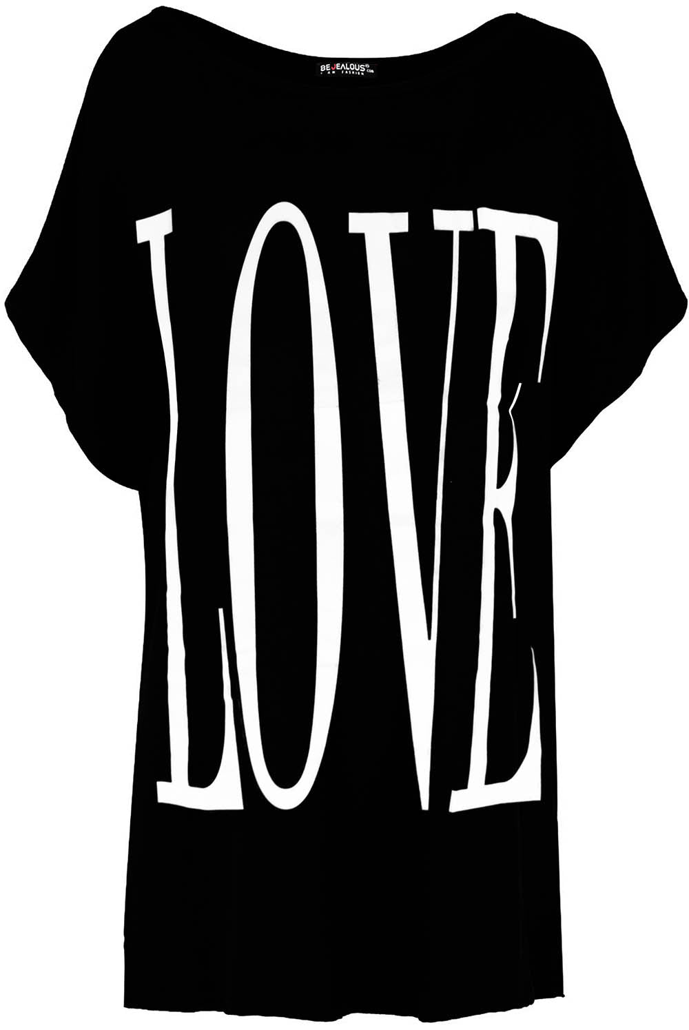 Love Slogan Print Oversized Roll Sleeve Tshirt - bejealous-com