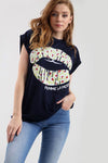 Leopard Print Lips Graphic Print Baggy Tshirt - bejealous-com