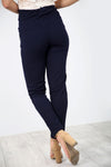 High Waisted Gold Button Navy Cigarette Trousers - bejealous-com