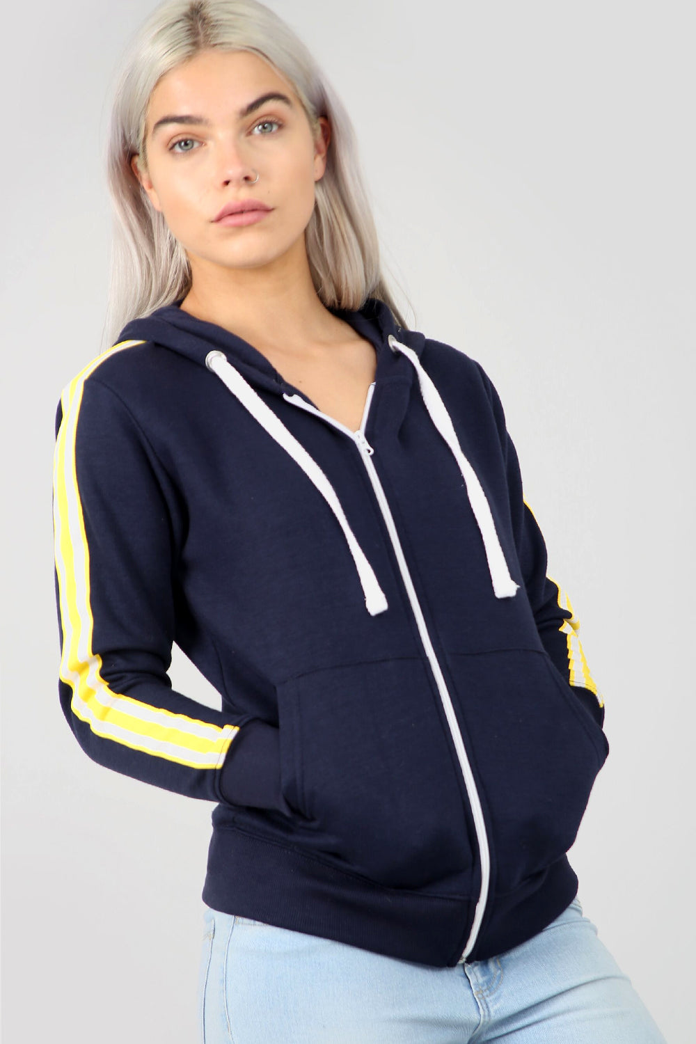 Fran Striped Sleeve Oversized Hooded Sweatshirt - bejealous-com