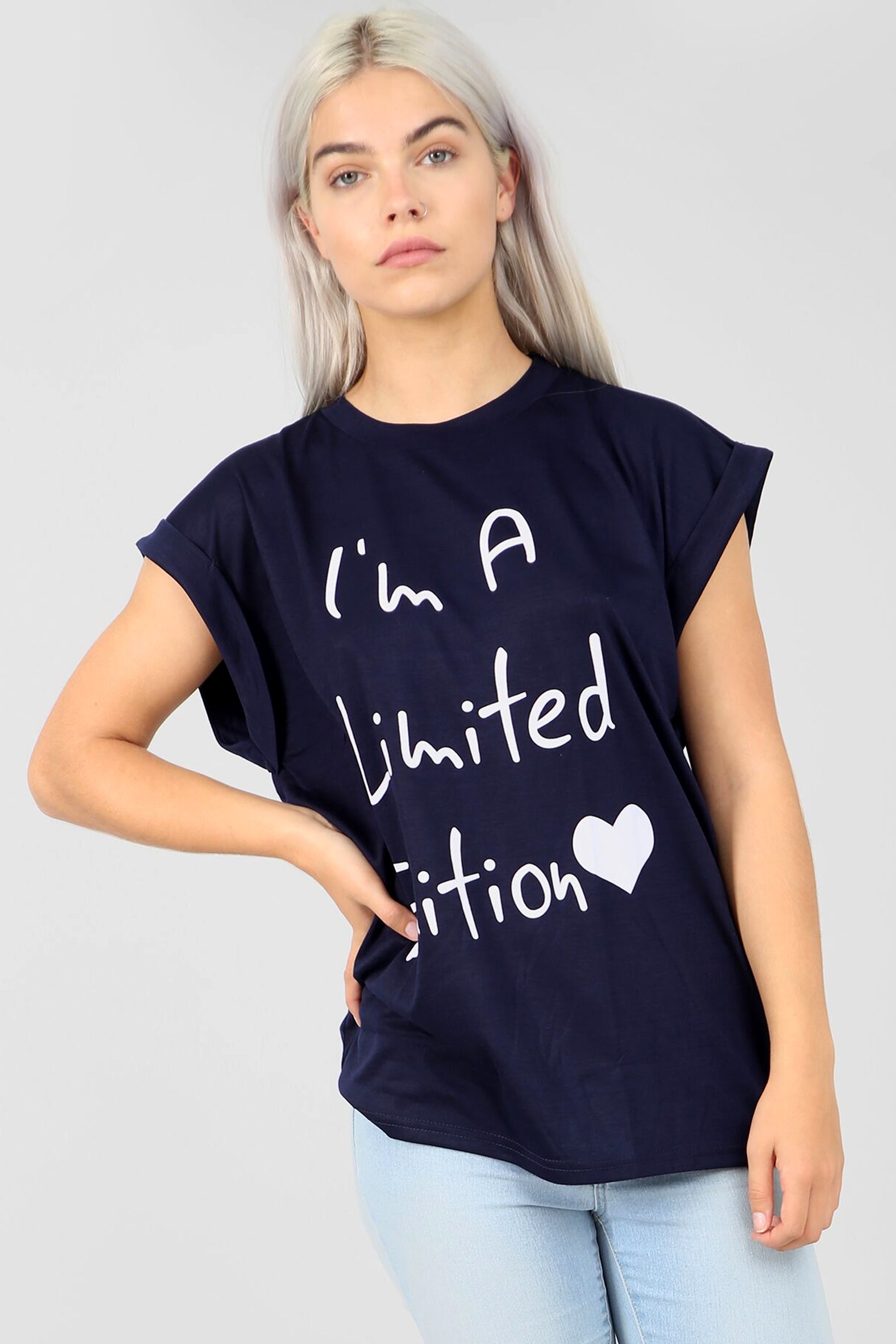 I Am Limited Edition Slogan Turn Up Sleeve Tshirt - bejealous-com