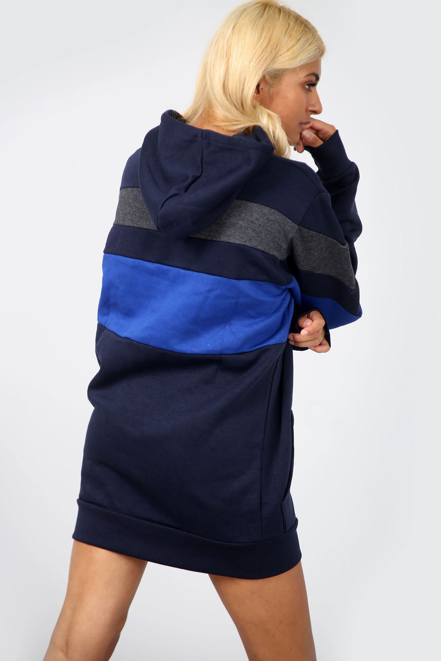 Long Sleeve Striped Sweatshirt Dress - bejealous-com