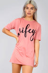 Loose Fit Wifey Slogan Print Night Dress - bejealous-com