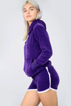 Purple Faux Velvet Oversize Hooded Coord Set - bejealous-com