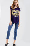 Graphic Print Lips Curve Hem Tshirt - bejealous-com