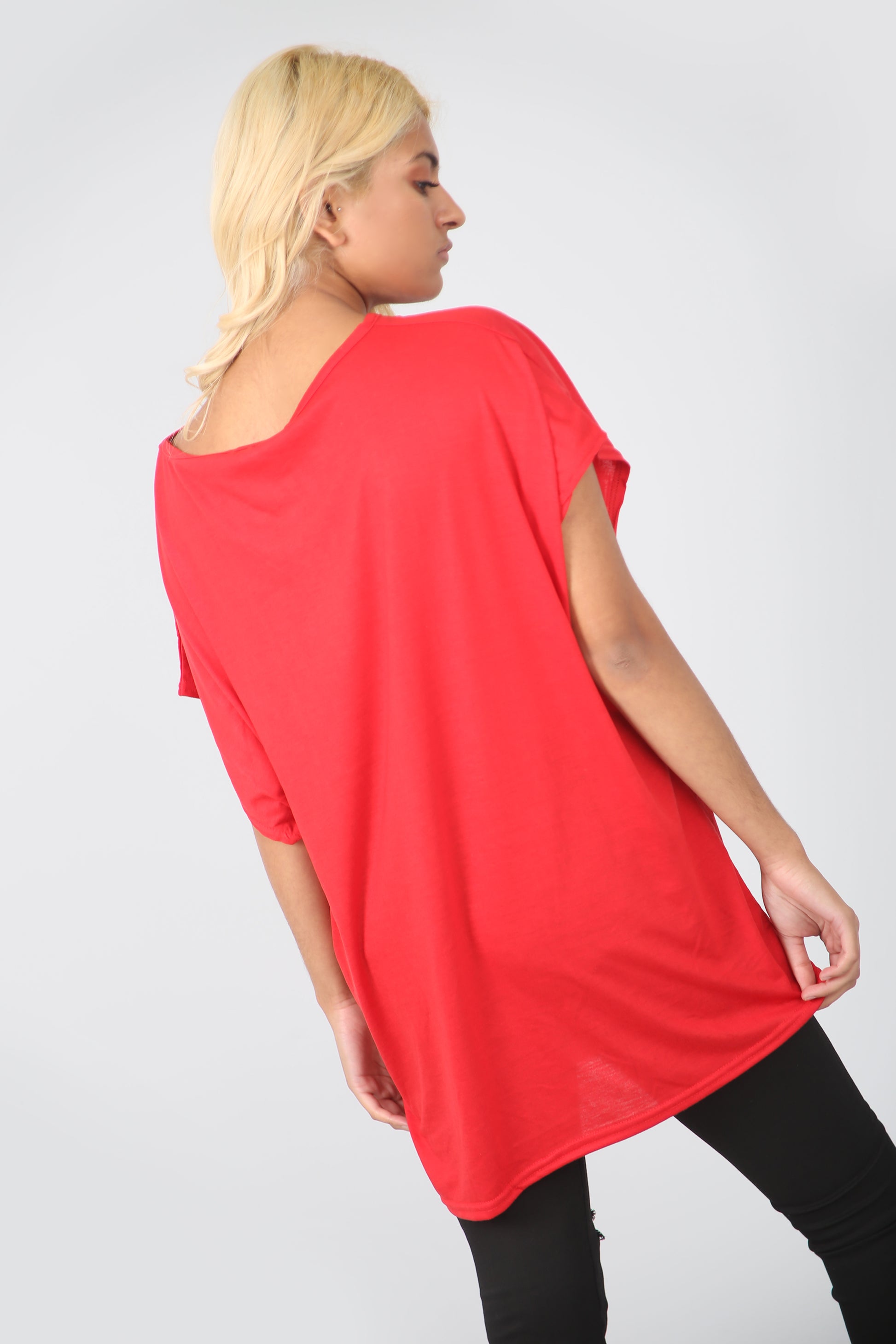 Christmas Pudding Print Red Oversize Tshirt - bejealous-com