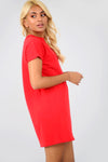 Basic Short Sleeve Tshirt Dress in Coral Pink - bejealous-com