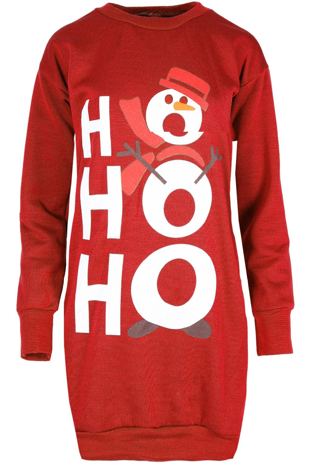 Ho Ho Ho Slogan Print Xmas Jumper Dress - bejealous-com
