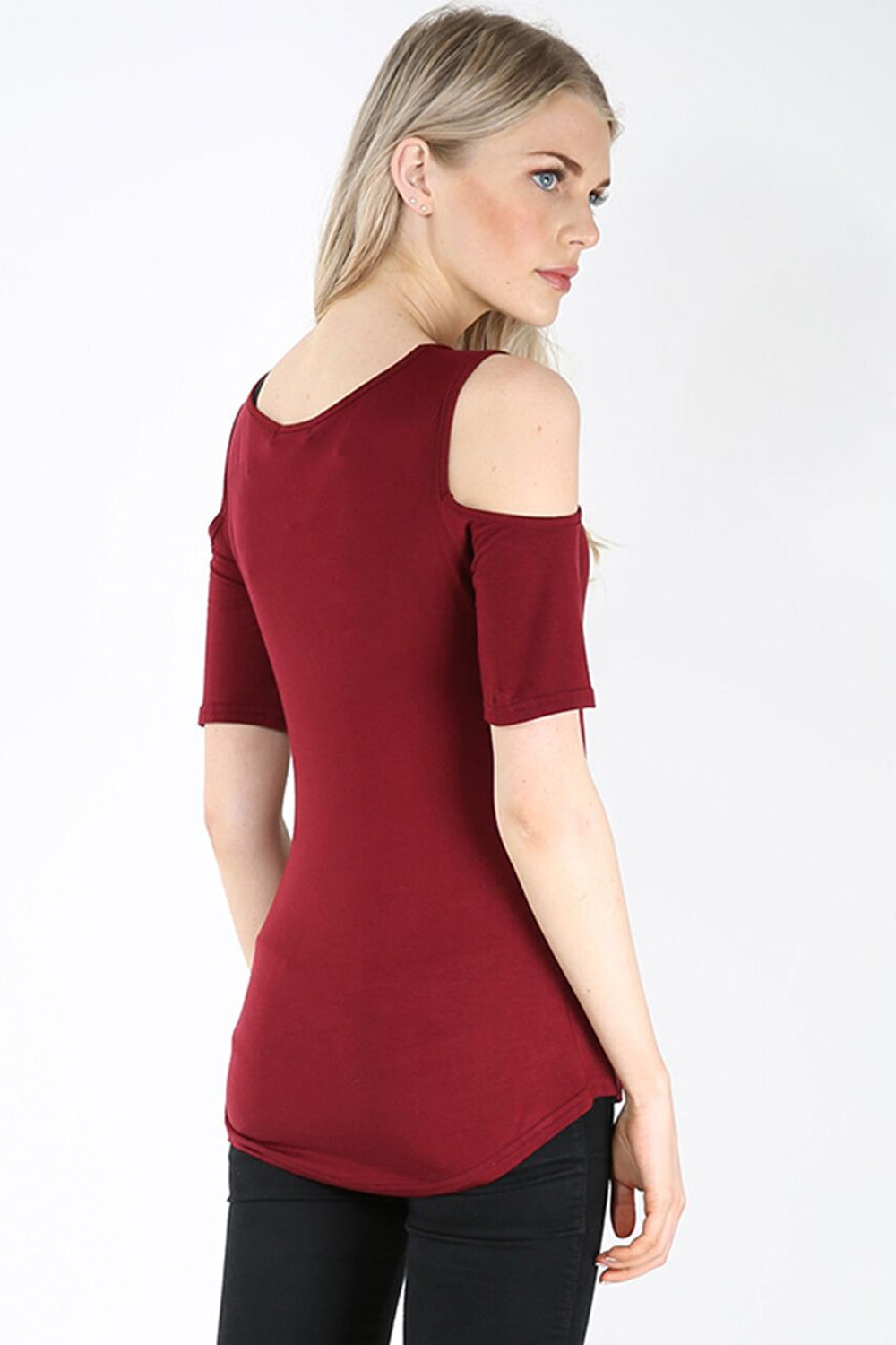 Short Sleeve Cold Shoulder Basic White Top - bejealous-com