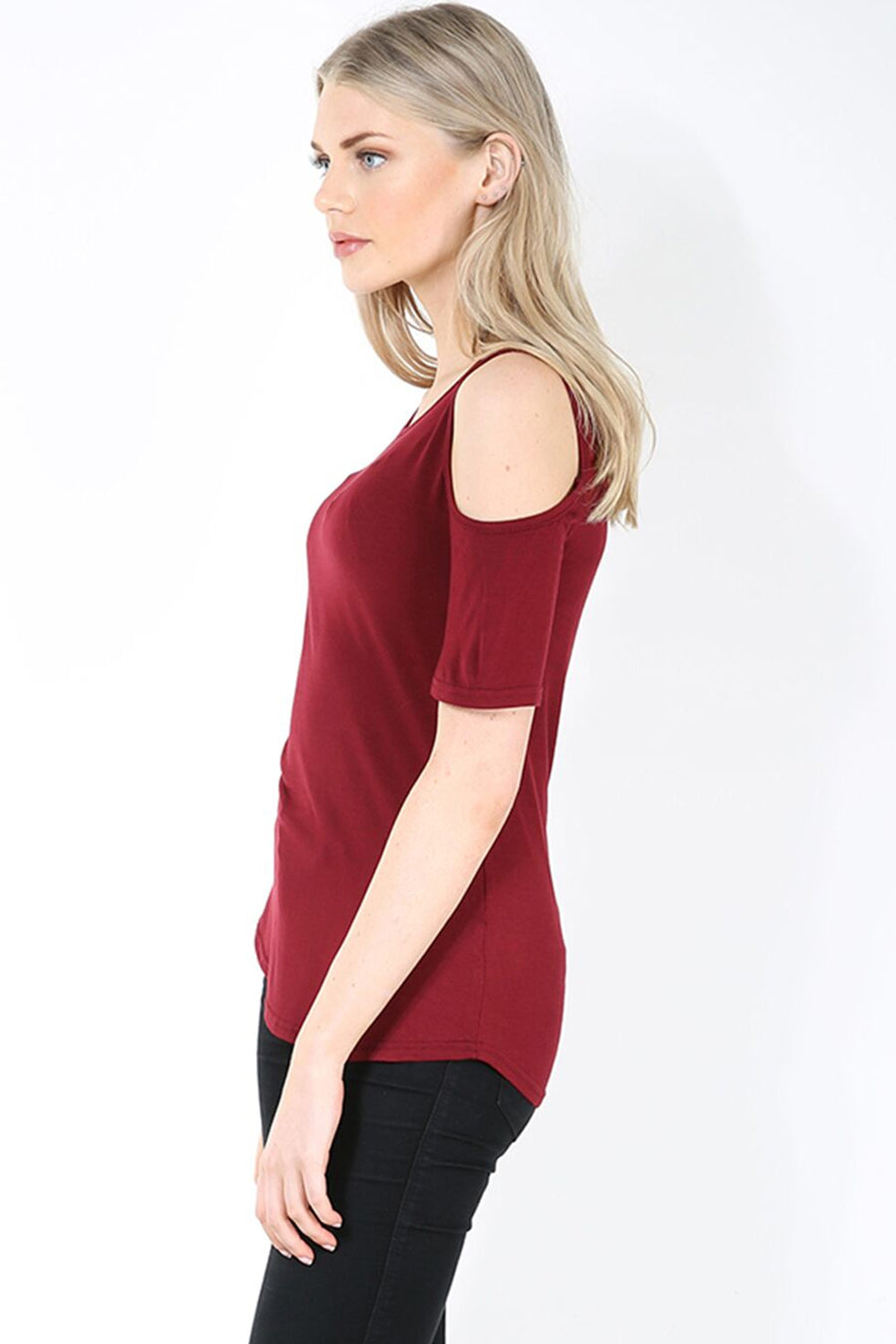 Short Sleeve Cold Shoulder Basic White Top - bejealous-com