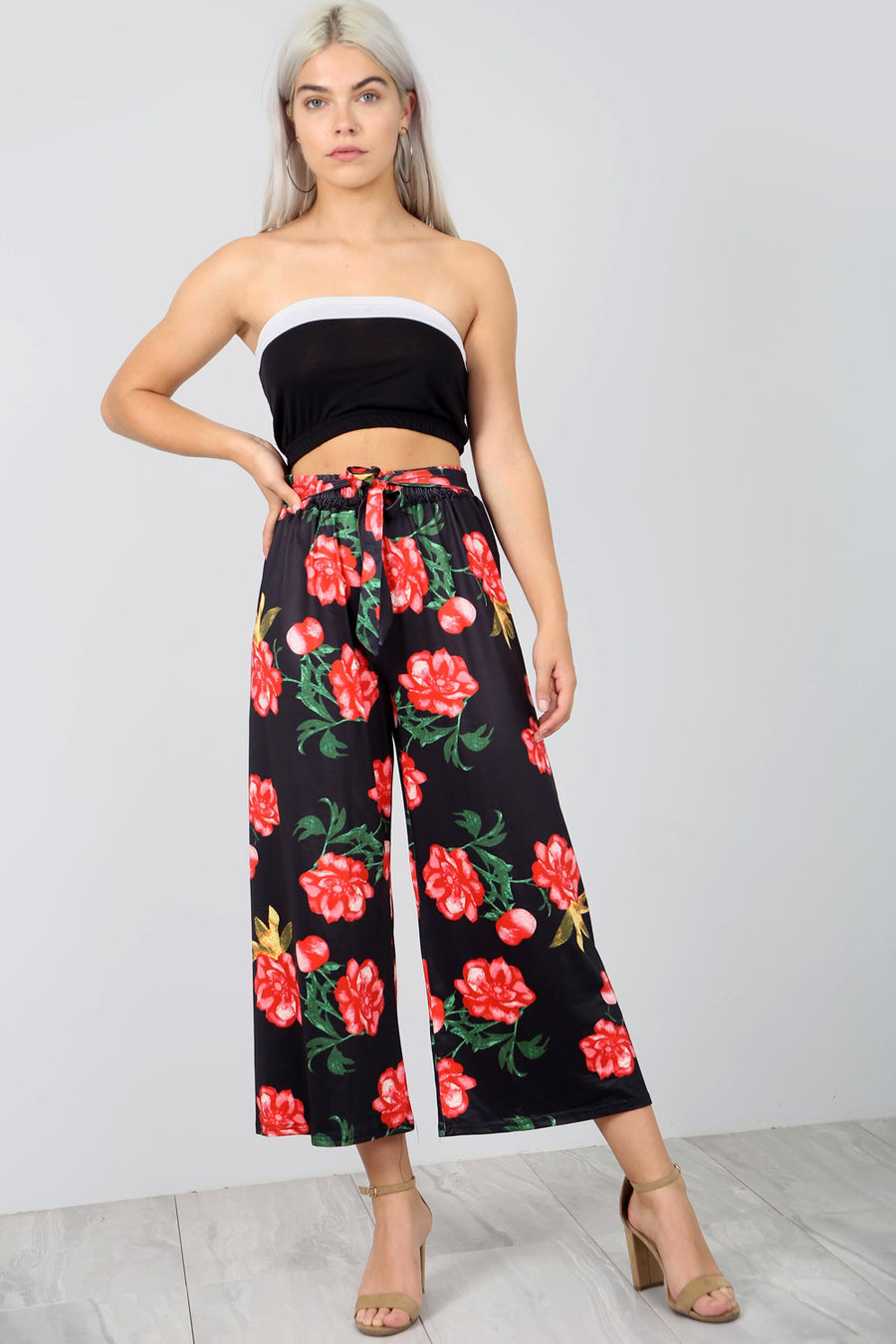 High Waist Floral Print Cropped Leg Pants - bejealous-com