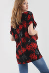 Black Floral Print Oversized Slinky Vneck Tshirt - bejealous-com