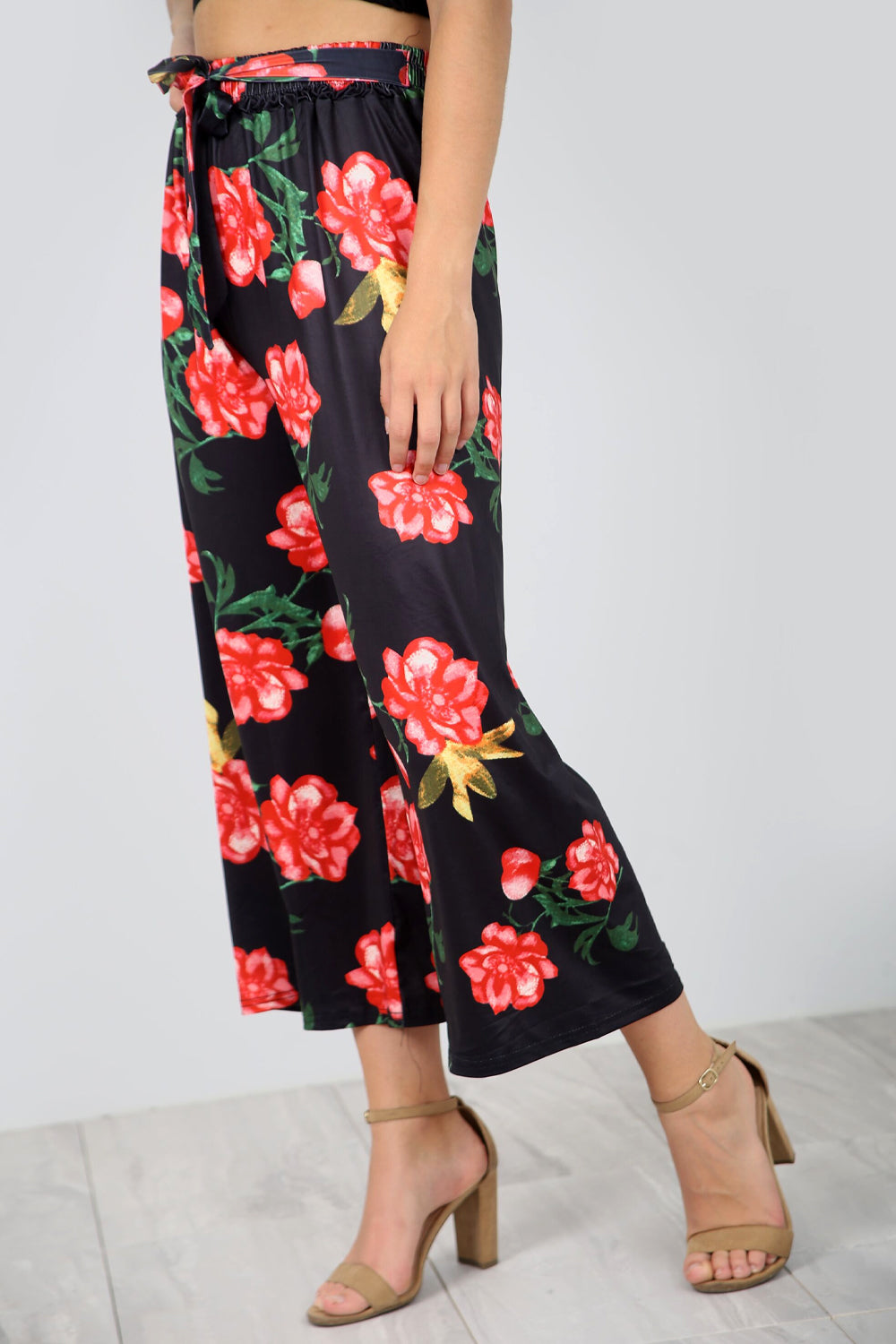 High Waist Floral Print Cropped Leg Pants - bejealous-com