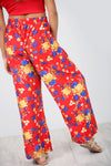 High Waist Yellow Tropical Print Wide Leg Pants - bejealous-com