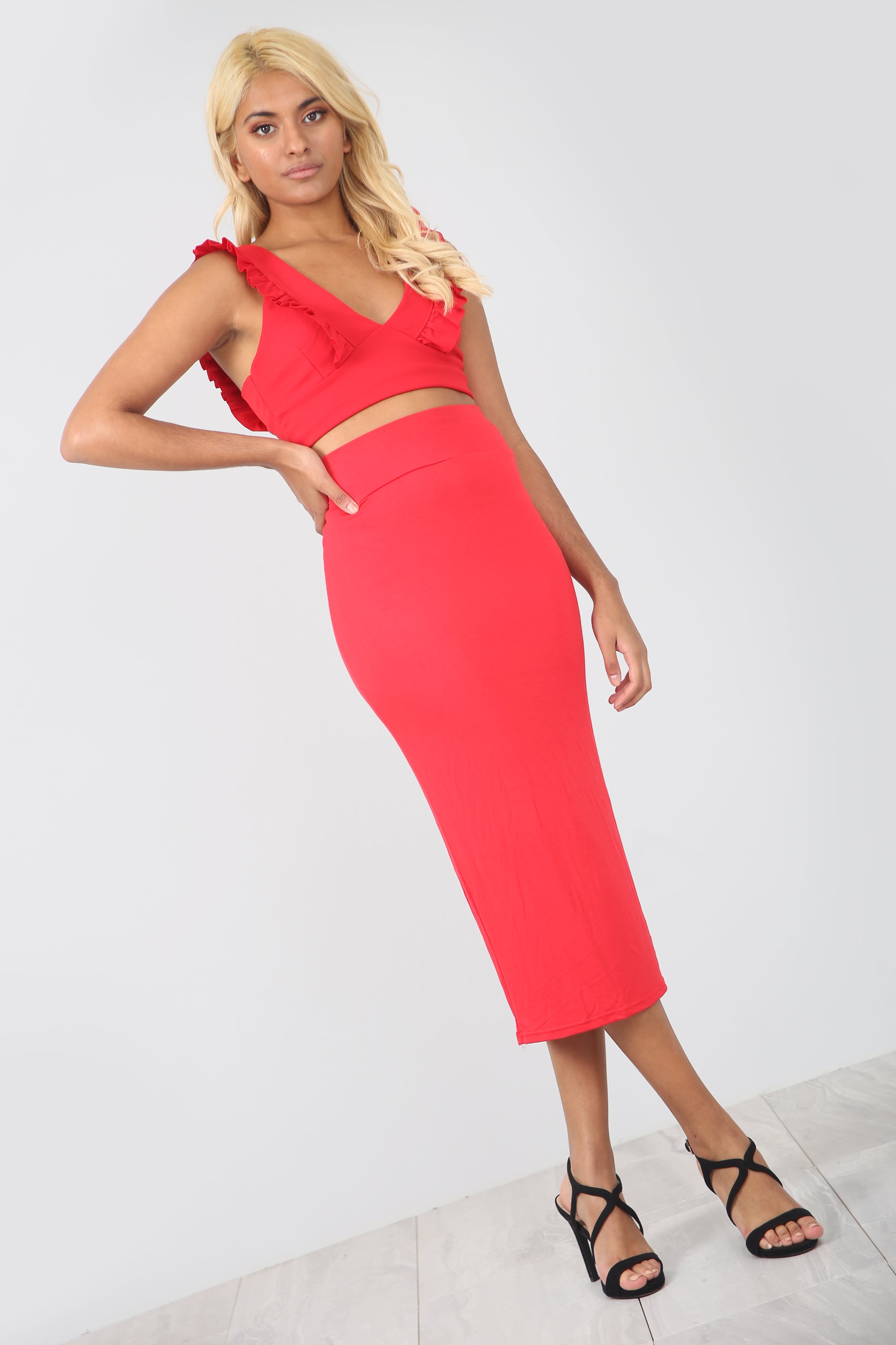 High Waist Basic Charcoal Midi Pencil Skirt - bejealous-com