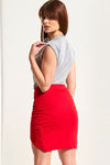 High Waisted Ribbed Red Mini Wrap Skirt - bejealous-com