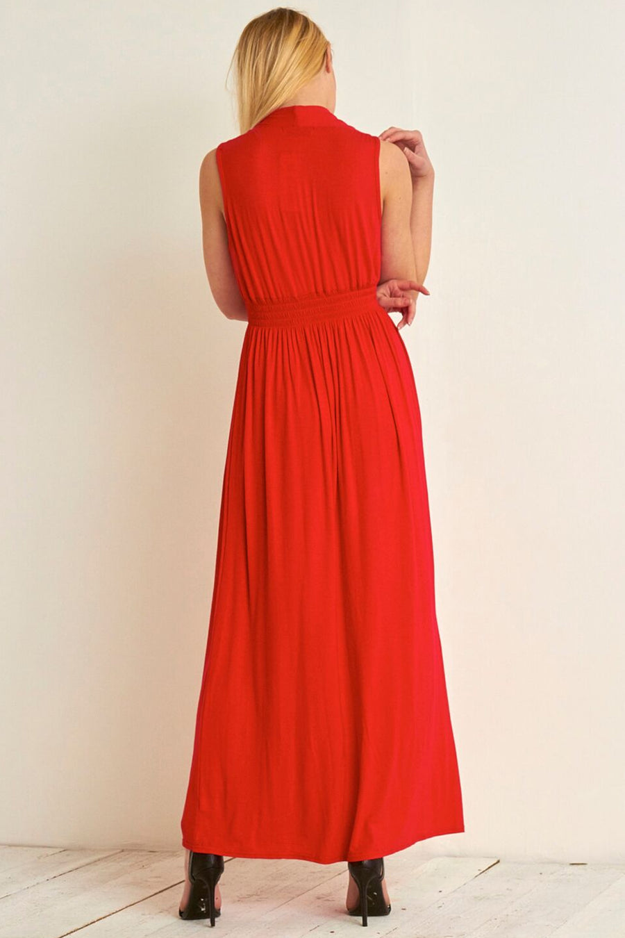 Chunky Strap Plunge Neck Red Maxi Dress - bejealous-com