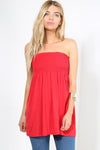 Shirring Bardot Basic Red Swing Top - bejealous-com