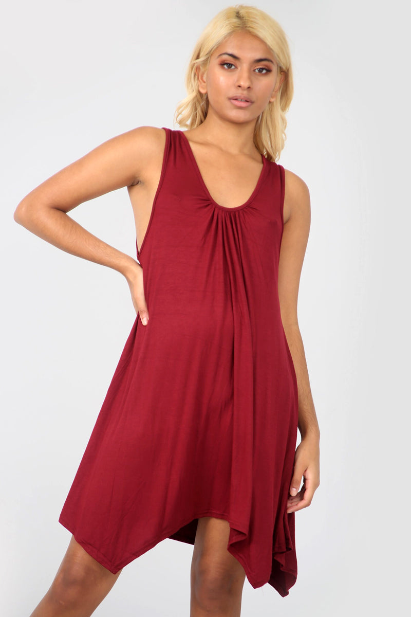 Sleeveless Hanky Hem Basic Mini Dress - bejealous-com