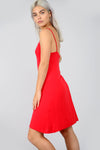 Strappy Basic Jersey Mini Swing Dress in Red - bejealous-com