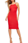 Strappy Red Basic Jersey Midi Bodycon Dress - bejealous-com