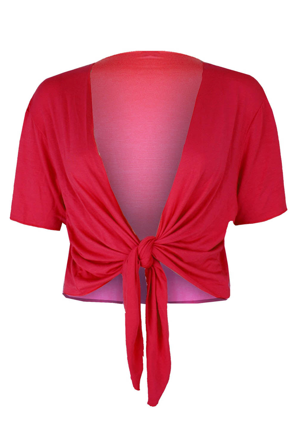 Tie Front Basic Jersey Short Sleeve Shrug - bejealous-com